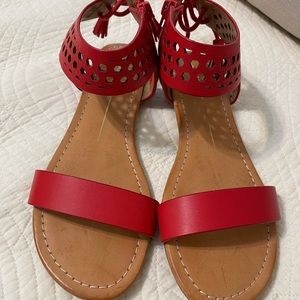 Stitch Fix Report Genna Sandals Women’s Red Cutout & Tie Back Size 7